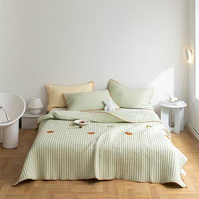2021新款全棉清新风床盖套装 2.0*2.3m床盖+两只枕套 四叶草床盖（浅绿
