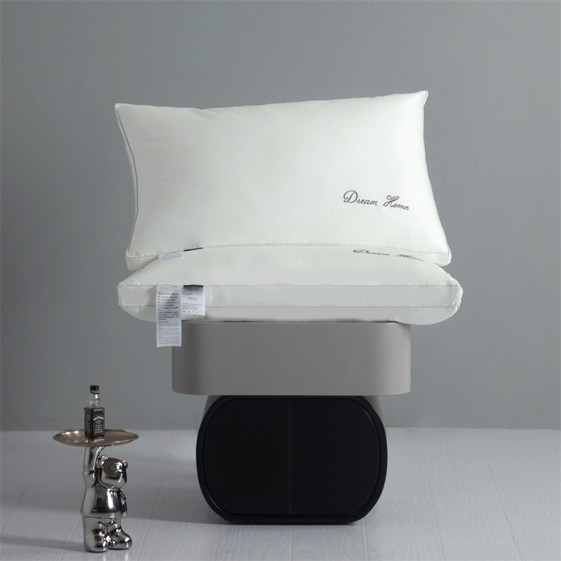 2022新款希尔顿酒店款刺绣枕枕头枕芯系列 高枕-灰色刺绣