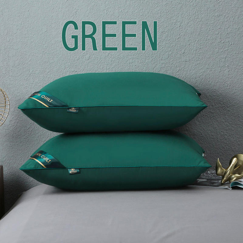 2023希尔顿酒店同款枕头羽丝绒枕头枕芯助睡眠 绿色中枕