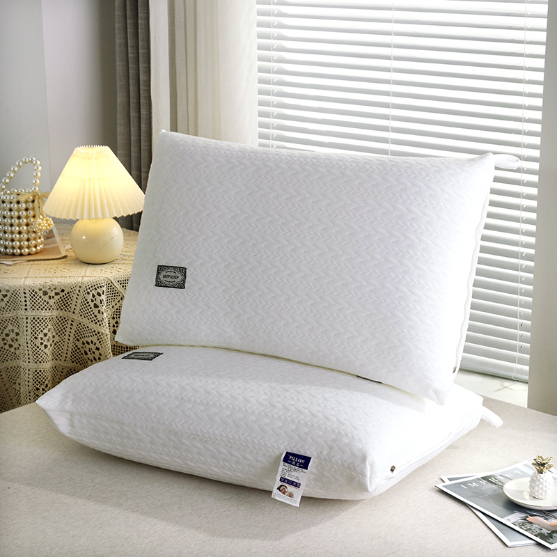 2024亲肤针织棉麦穗枕芯高回弹针织麻花枕头枕芯 48*74cm/只 白色-低枕700g