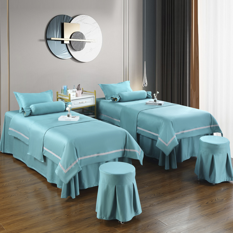 2023新款美容床罩四件套荷兰尼美容院床罩—轻奢-简约 80*190方头床罩四件套（带1.2被芯一个） 玛瑙蓝