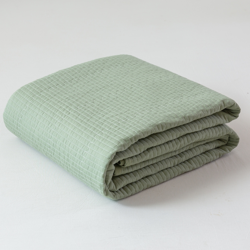 2022新款简约纯色绗缝双面全棉床盖三件套 150*200cm 绿