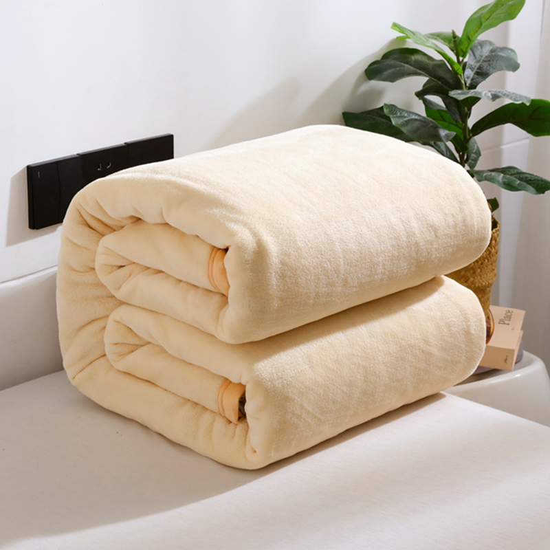2023新款纯色牛奶绒毛毯床单珊瑚绒毛毯冬季法兰绒毛毯盖毯 150*200cm 米白