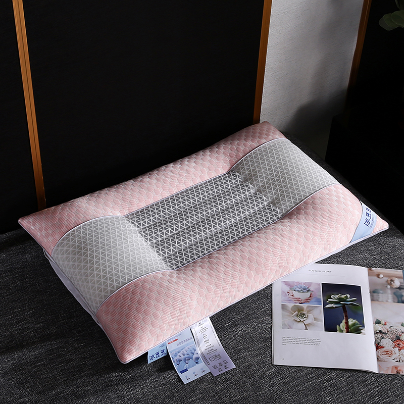 2023新款凉感冰豆豆定型枕头枕芯48*74cm/只 冰粉-护颈枕