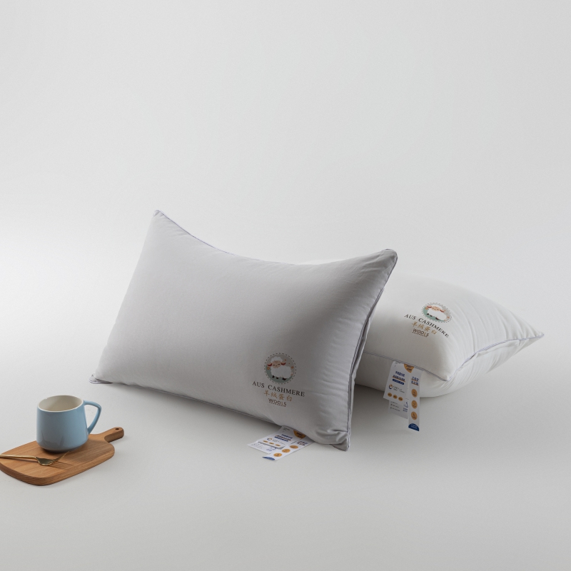 2023新款马卡龙彩色3D高弹纤维羊绒蛋白枕芯 灰色-单只（低枕）