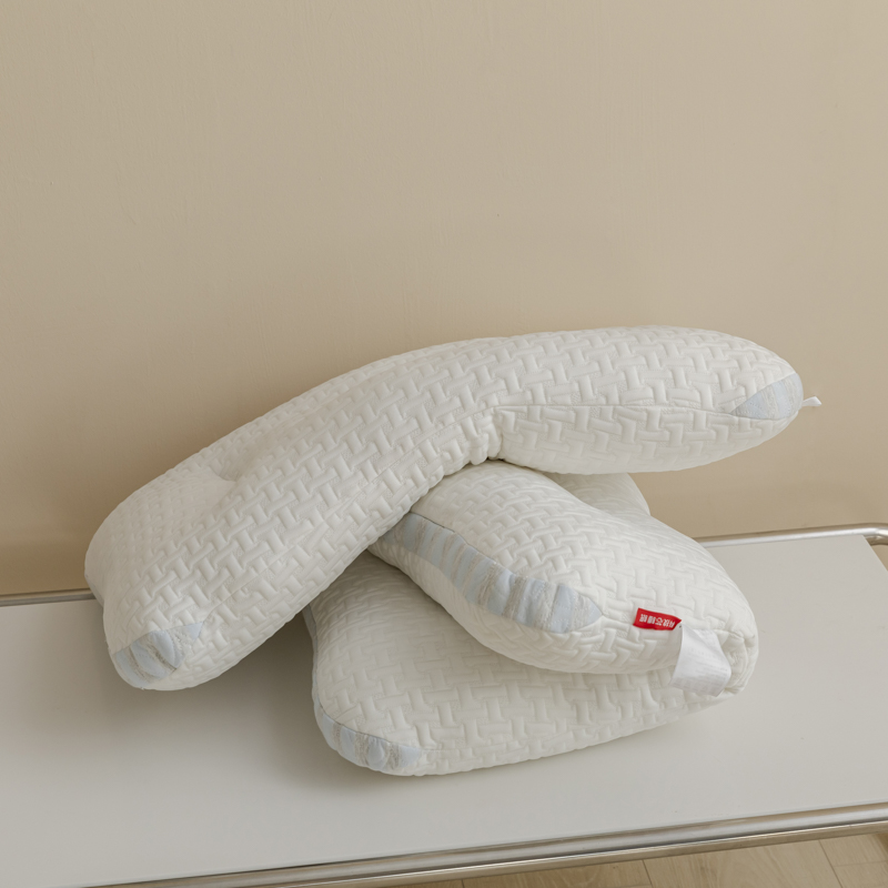 2022新款SPA按摩针织枕针织棉护颈枕枕头枕芯 针织棉护颈枕-浅蓝（48*74）
