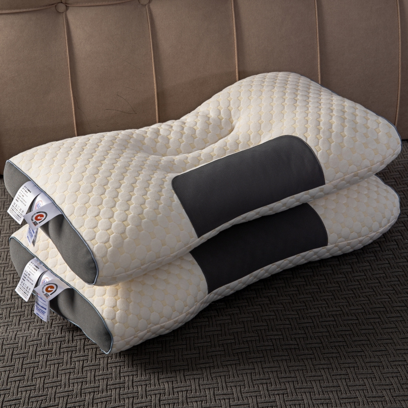 2023新款针织棉蜂窝滚边蛋白护颈枕头枕芯 高枕48*74