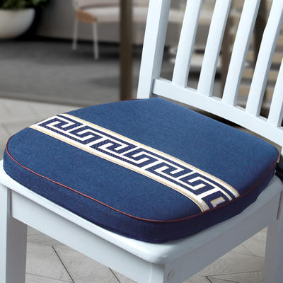 新款新中式餐椅垫防滑座垫记忆棉坐垫 40*42*4cm 藏青色