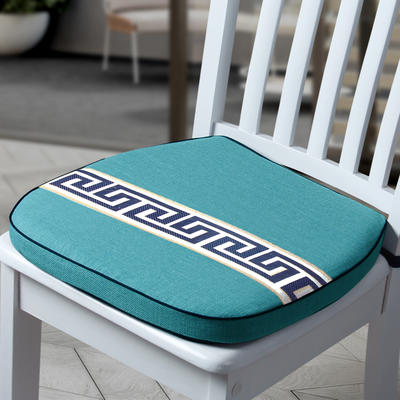 新款新中式餐椅垫防滑座垫记忆棉坐垫 40*42*4cm 蓝绿色