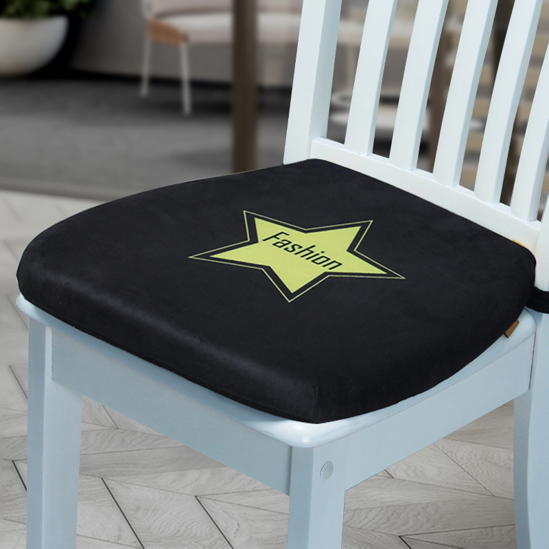 新款卡通短绒记忆棉餐椅垫防滑座垫方形坐垫 40*42*4cm 时尚黄星