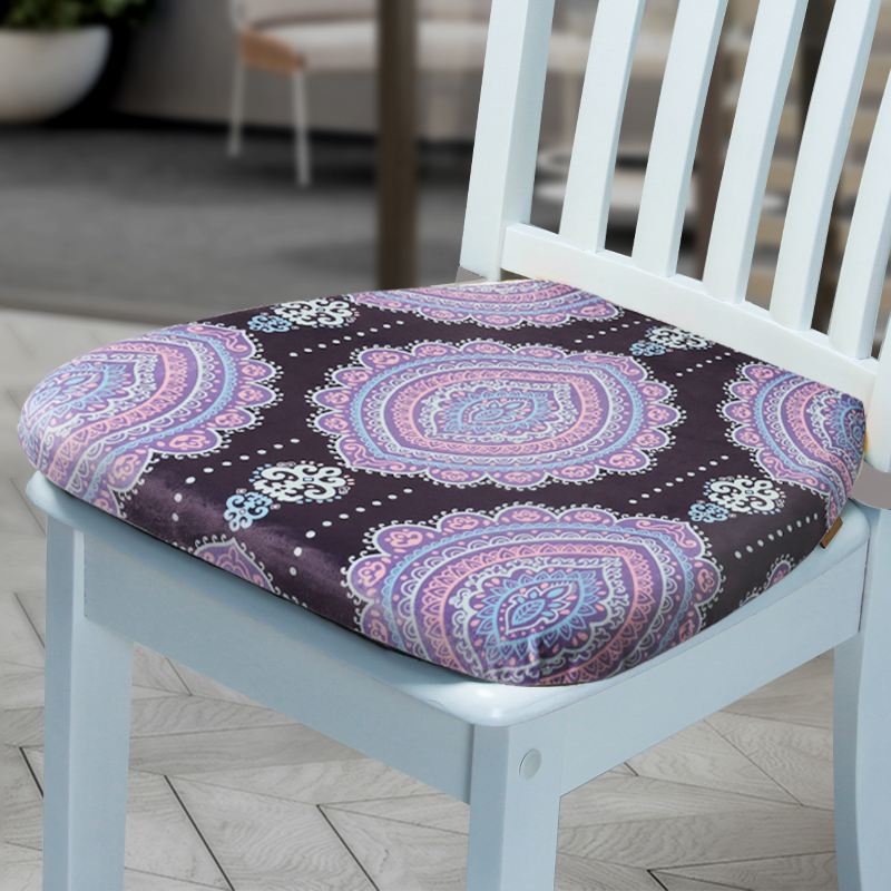 新款卡通短绒记忆棉餐椅垫防滑座垫方形坐垫 40*42*4cm 欧花紫底