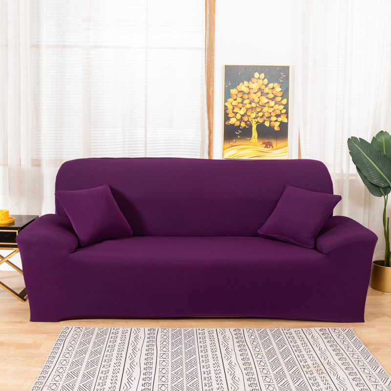 2022新款纯色沙发套 双人位 145-185cm 紫色