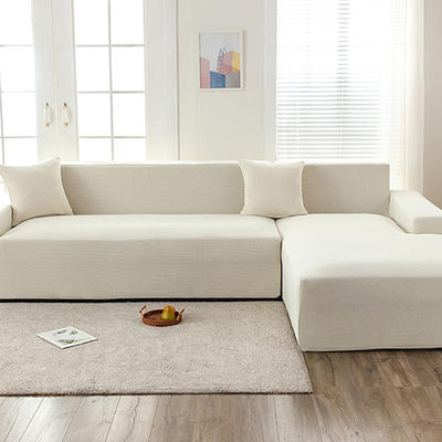 2023新款华夫格防水玉米绒组合沙发套 单人 米白色