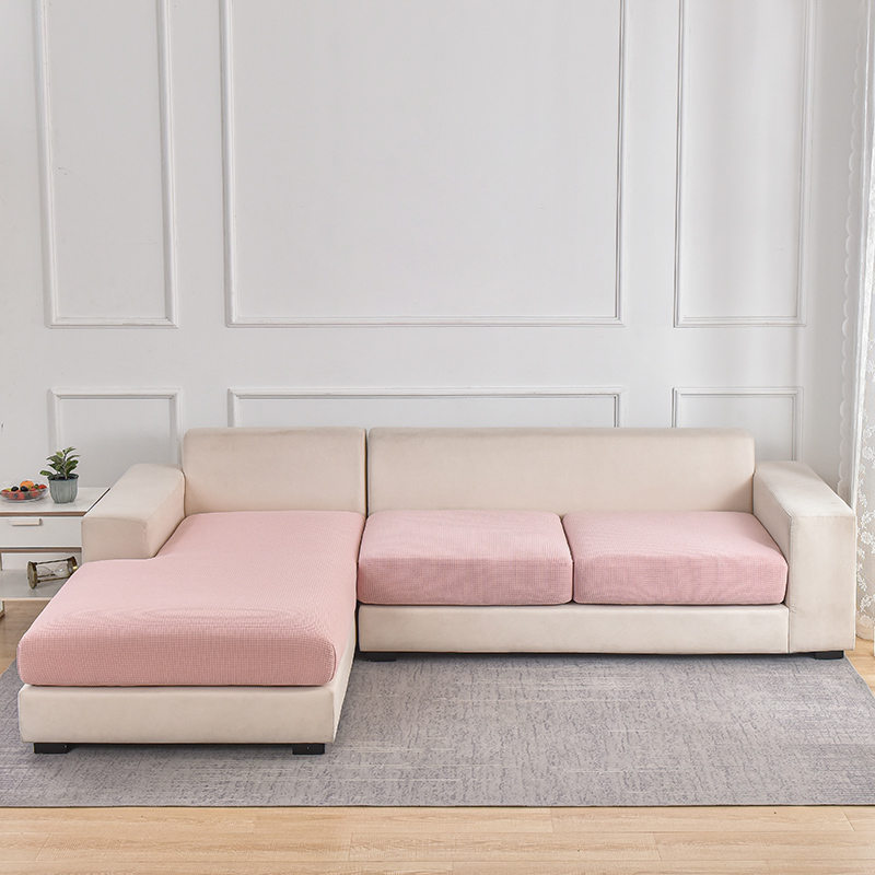 2023新款华夫格防水玉米绒组合沙发垫套 双人：宽50-65cm*长100-125cm*高5-20cm 粉色
