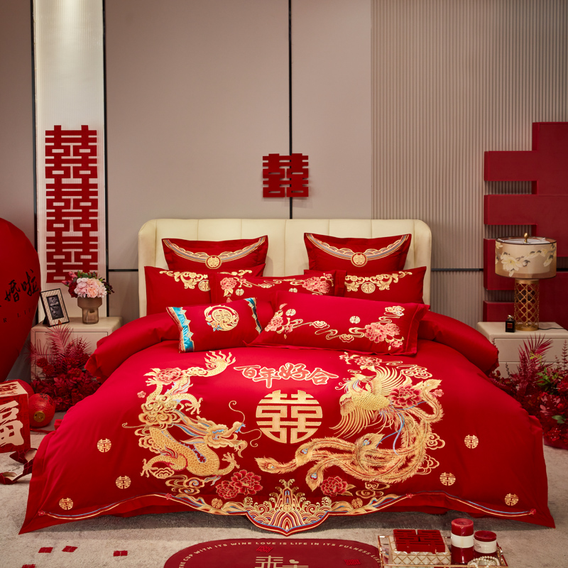 2025新款新中式纯棉刺绣长绒棉四件套