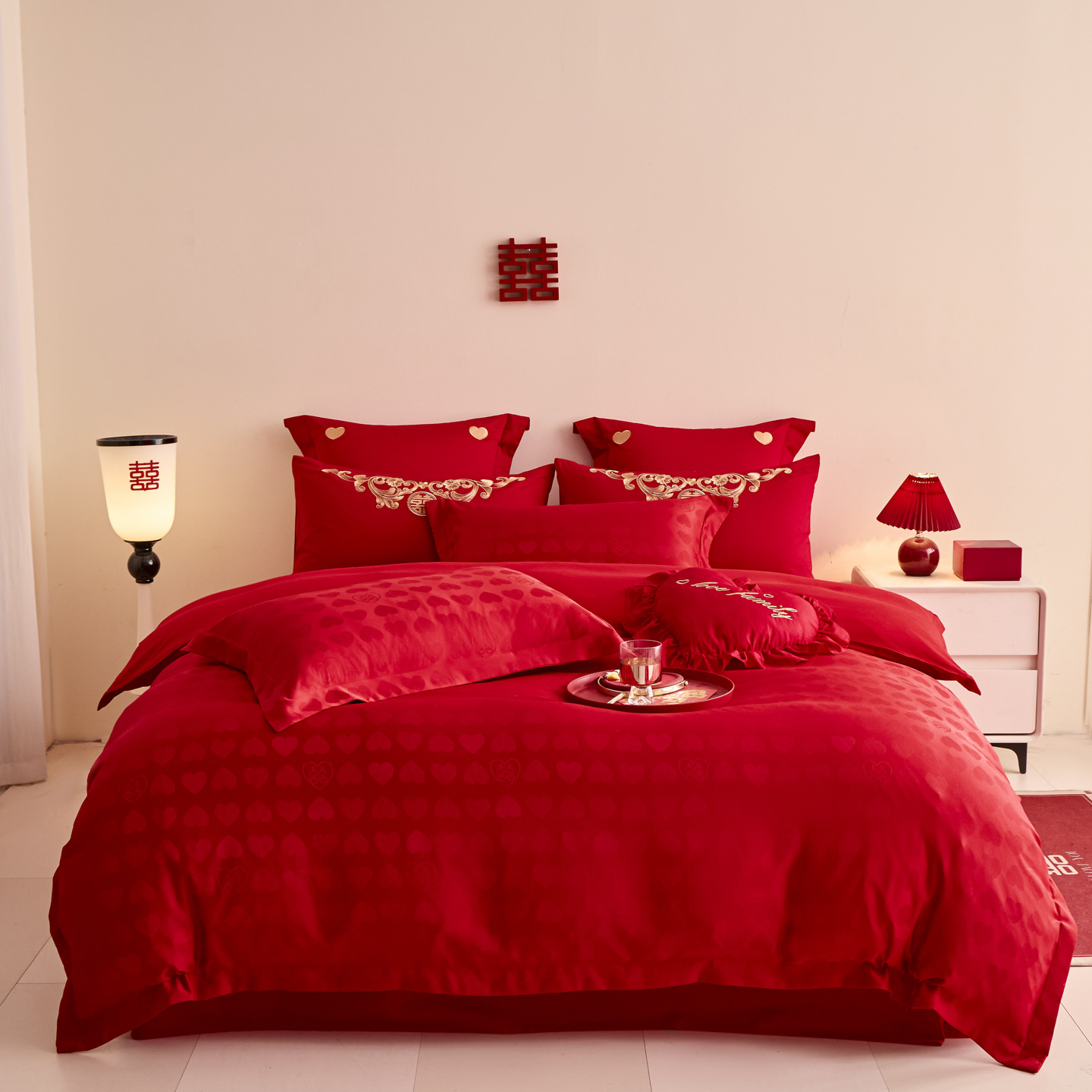 2025新款婚庆小红书化纤系列二 爱心-喜提花