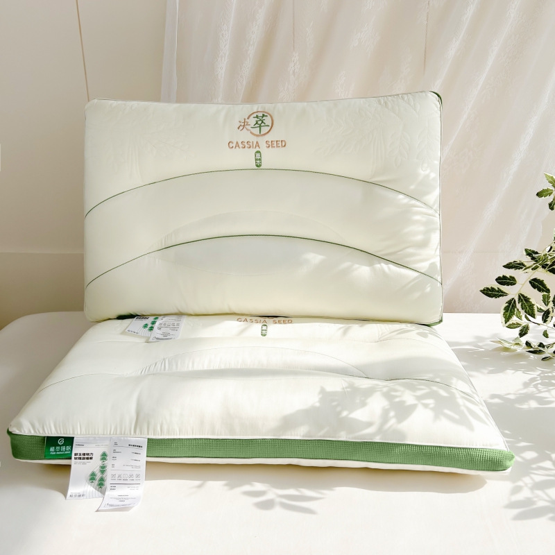 2024新款全棉草本植萃养生枕枕头枕芯 48*74cm/只白色