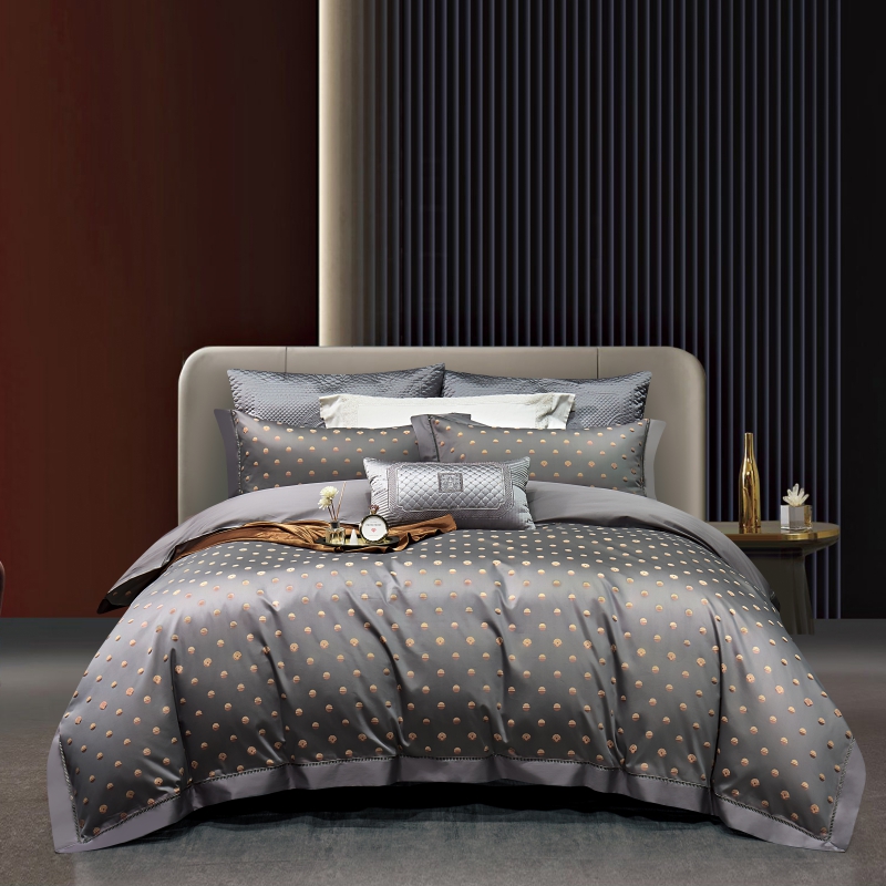 2023新款高端轻奢百支色织提花系列被套床单纯色四件套 1.8m床单款四件套 欧利亚德-高级灰
