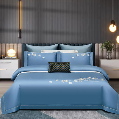 2023新款高端轻奢醇静舒绒系列被套床单纯色四件套-艾尔莎 1.8m床单款四件套 艾尔莎-孔雀蓝