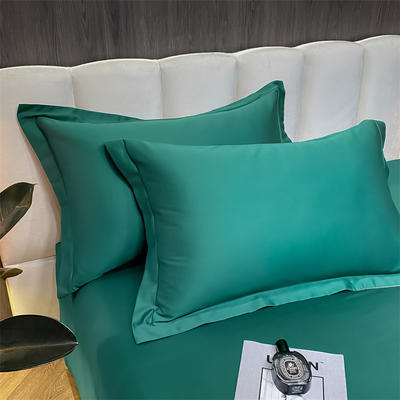 2022新款40支长绒棉素色单品套件克莱因系列—单枕套 48*74cm/对 墨绿-姜黄
