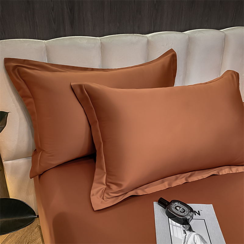 2022新款40支长绒棉素色单品套件克莱因系列—单枕套 48*74cm/对 亚麻咖-高级灰