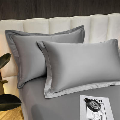 2022新款40支长绒棉素色单品套件克莱因系列—单枕套 48*74cm/对 中灰-米驼
