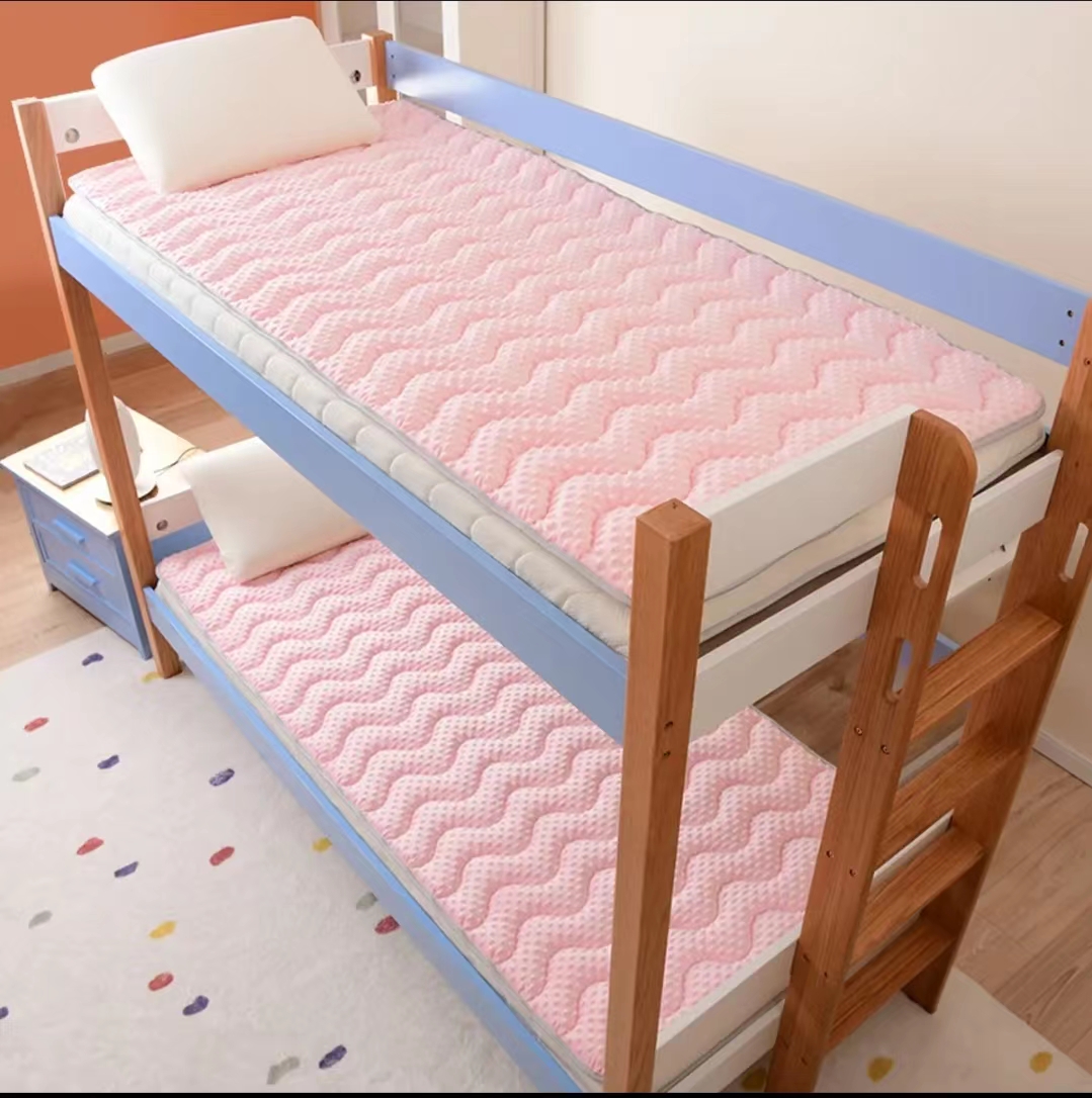 2022新款学生宿舍床褥软褥子豆豆夹棉垫被床盖保护垫铺床秋冬款可水洗 90*190cm 粉色