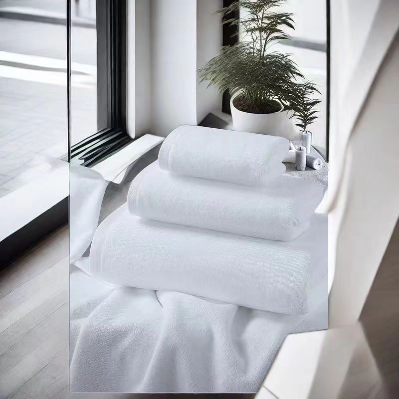 2024新款五星级酒店专用白色纯棉毛巾浴巾宾馆美容院专用毛巾吸水 40*80*180g-面巾