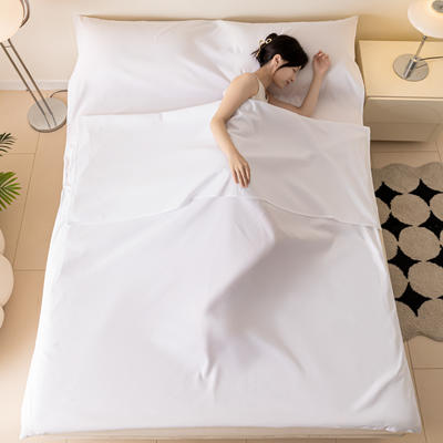 2023新款旅行隔脏睡袋纯色A类水洗棉单人双人便携式床单被罩旅游酒店出差 160*210cm睡袋-纯白