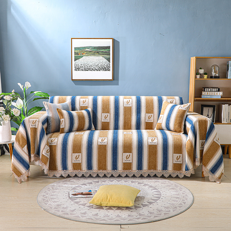 2022新款加厚雪尼尔提花全包沙发巾沙发垫系列 150*180cm（全盖款） 贝加尔-米蓝
