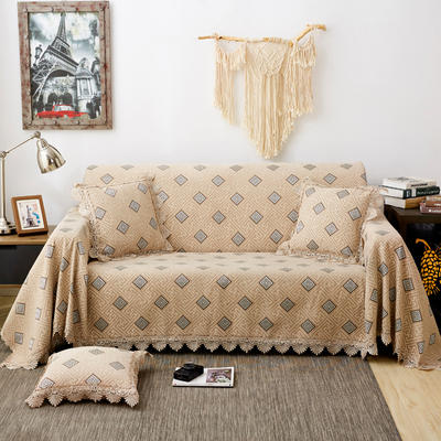 2022新款加厚雪尼尔提花全包沙发巾沙发垫系列 150*180cm（全盖款） 布拉格-驼色