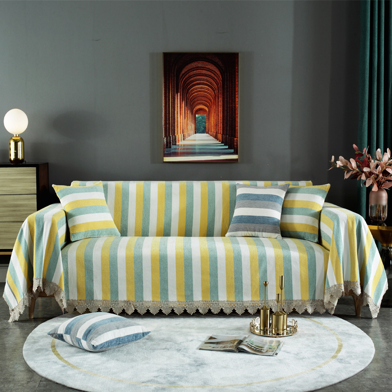 2022新款加厚雪尼尔提花全包沙发巾沙发垫系列 150*180cm（全盖款） 好色彩-黄绿