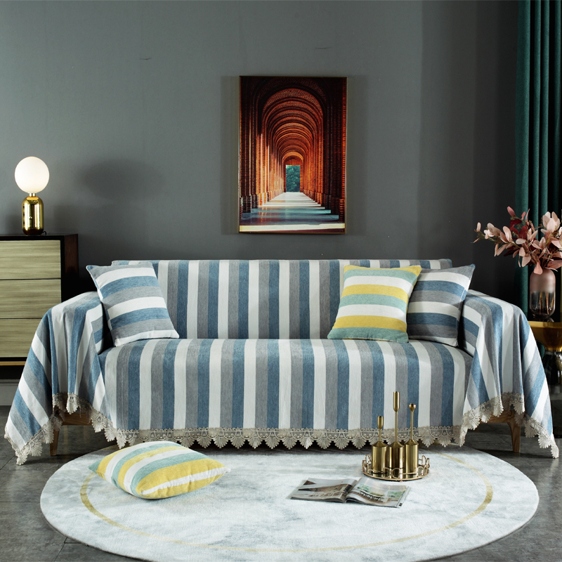 2022新款加厚雪尼尔提花全包沙发巾沙发垫系列 150*180cm（全盖款） 好色彩-灰蓝