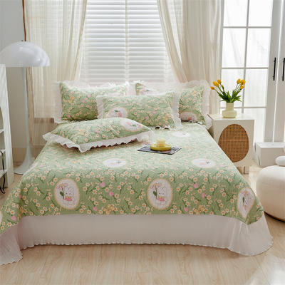 2022新款全棉夹棉艺术绗缝单品系列-床盖（单品可选） 夹棉床盖（245cm*265cm*1件） 花花兔