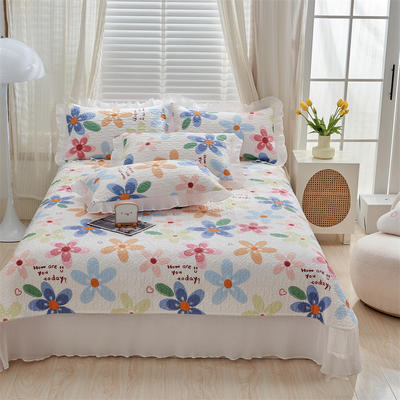 2022新款全棉夹棉艺术绗缝单品系列-床盖（单品可选） 夹棉床盖（245cm*265cm*1件） 花开秘境