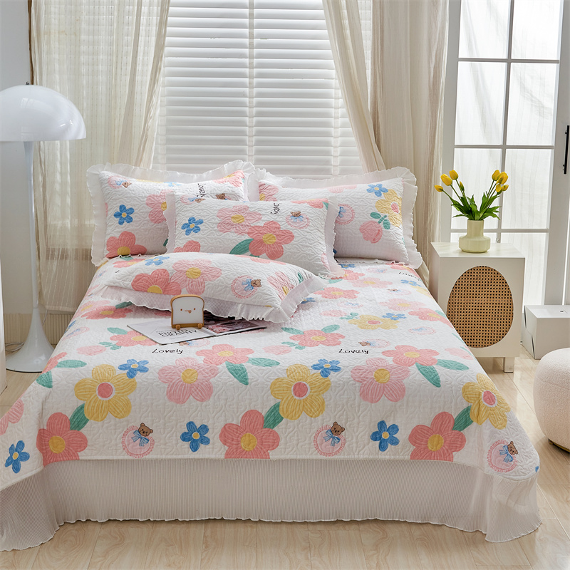 2022新款全棉夹棉艺术绗缝单品系列-床盖（单品可选） 夹棉床盖（245cm*265cm*1件） 花梦境