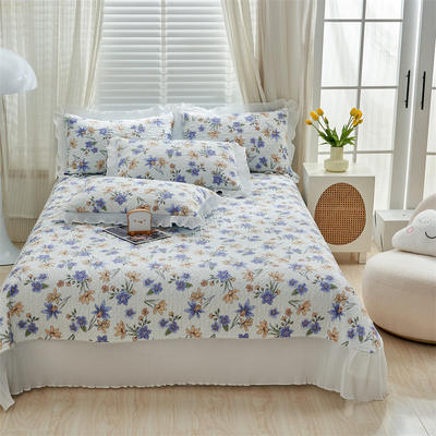2022新款全棉夹棉艺术绗缝单品系列-床盖（单品可选） 夹棉床盖（245cm*265cm*1件） 兰花情