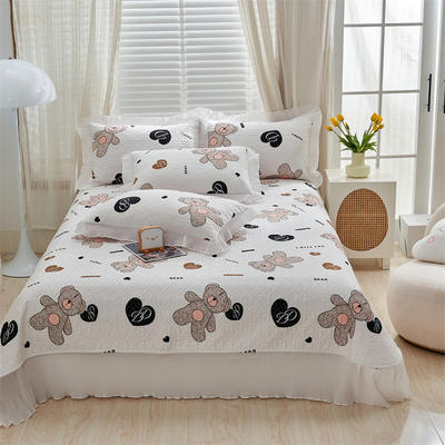 2022新款全棉夹棉艺术绗缝单品系列-床盖（单品可选） 夹棉床盖（245cm*265cm*1件） 思念熊