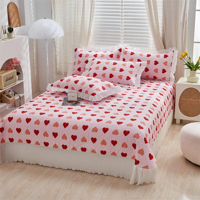 2022新款13372全棉单品枕套床盖系列-全棉绗缝床盖 245cm*265cm单床盖 粉红浪漫