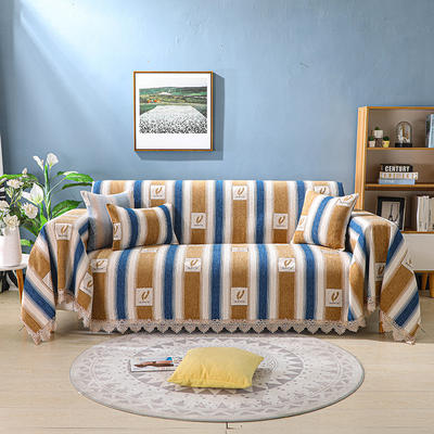 2023新款加厚雪尼尔提花沙发巾沙发垫系列-半盖款 90*160cm 贝加尔-米蓝