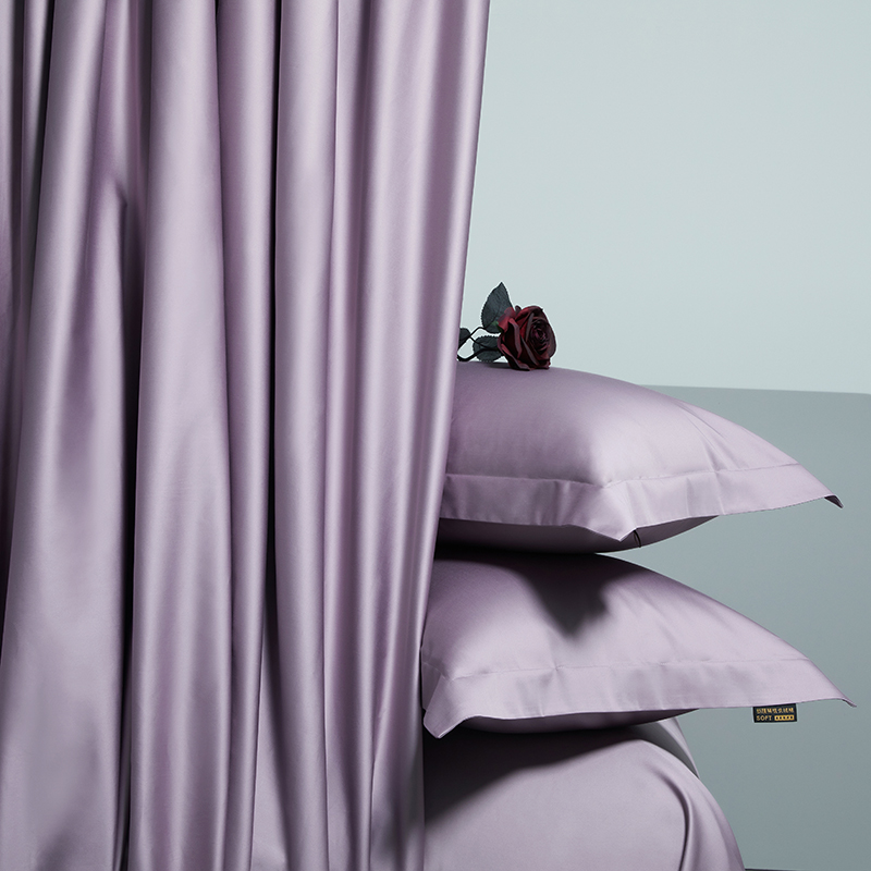 2023新款100s长绒棉素色双拼套件单品系列-单枕套 48cmX74cm一对 魅惑紫