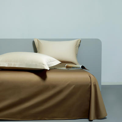 2023新款100s长绒棉素色双拼套件单品系列-单床单 床单245cmx250cm 芝士黄-松叶绿