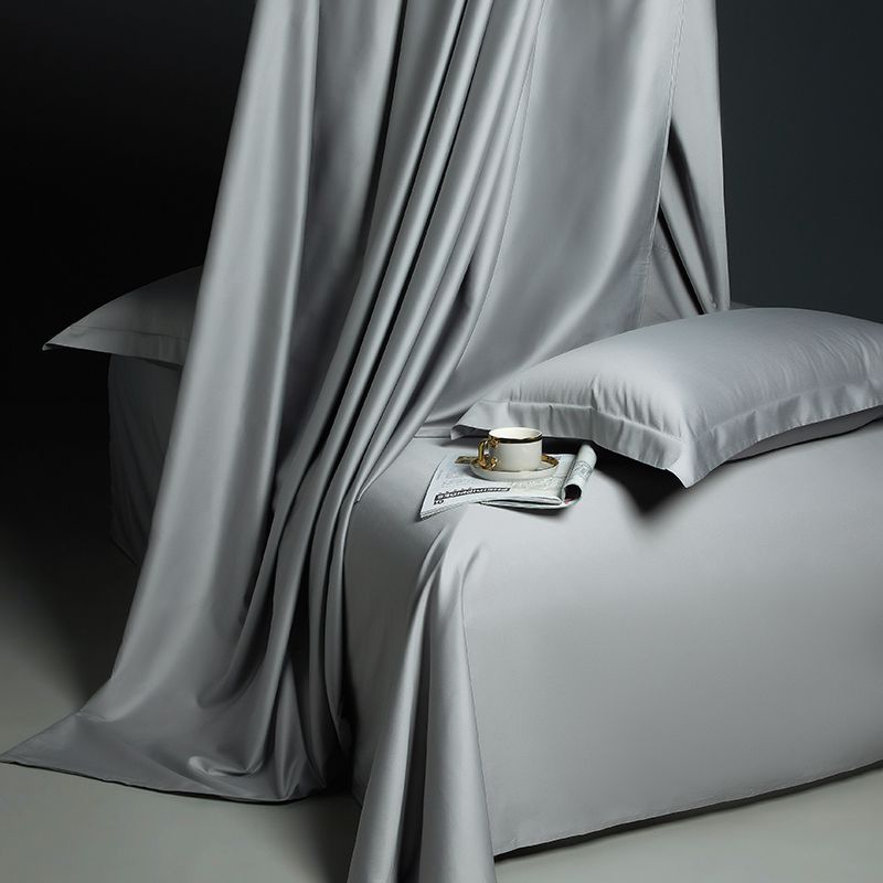 2023新款100s长绒棉素色双拼套件单品系列-单床单 床单245cmx250cm 山灰