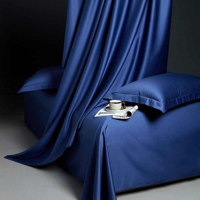 2023新款100s长绒棉素色双拼套件单品系列-单床单 床单245cmx250cm 珍宝蓝