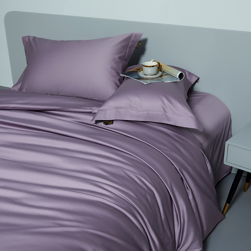2023新款100s长绒棉素色双拼套件单品系列--四件套 1.5m床单款四件套 魅惑紫
