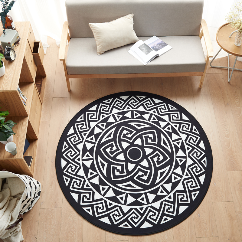 多规格宜家地垫几何简约现代北欧图案地毯客厅茶几卧室床边家用长方形可机洗 1000MM×1000MM 卡巴伦