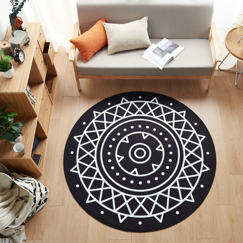 多规格宜家地垫几何简约现代北欧图案地毯客厅茶几卧室床边家用长方形可机洗 1000MM×1000MM 传奇