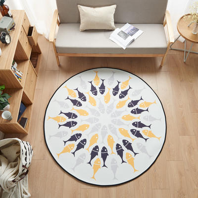 多规格宜家地垫几何简约现代北欧图案地毯客厅茶几卧室床边家用长方形可机洗 1000MM×1000MM 鱼趣