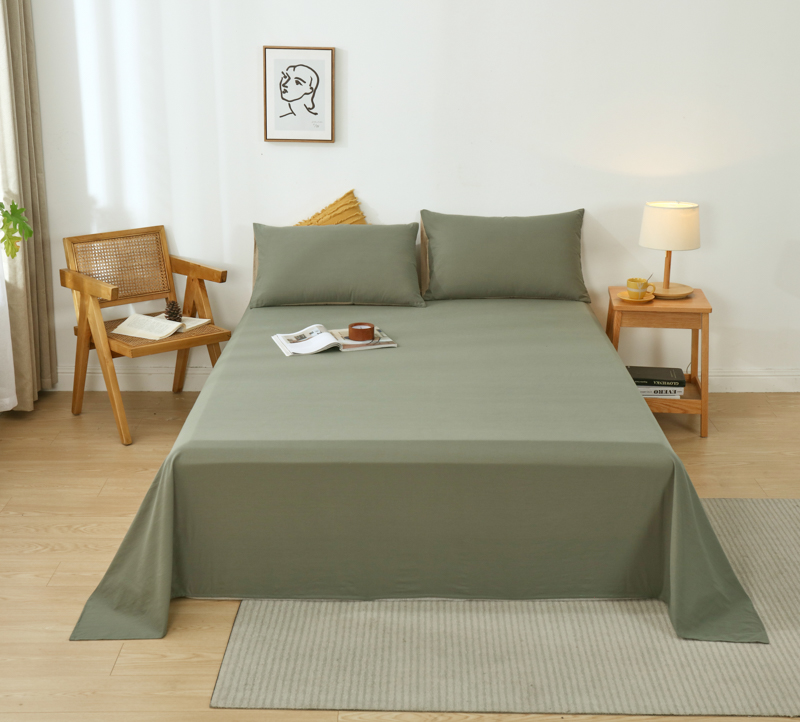 2022新款印花纯色全棉色布双拼单品床单 200x230cm单床单 果绿