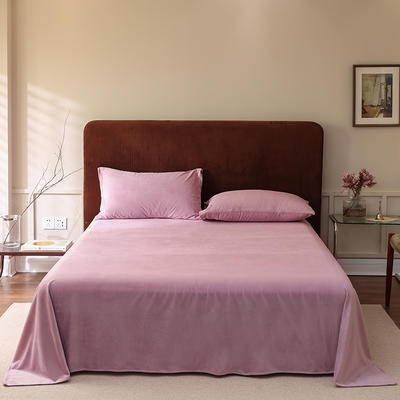 新款秋冬加厚天鹅绒系列单床单床笠 160cmx230cm单床单 紫色纯色